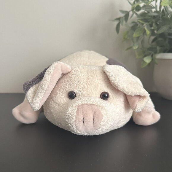 Aurora World HOGWASH Plush Cream Brown Pig Hog Beanbag Weighted Chubby 13" - Picture 1 of 12
